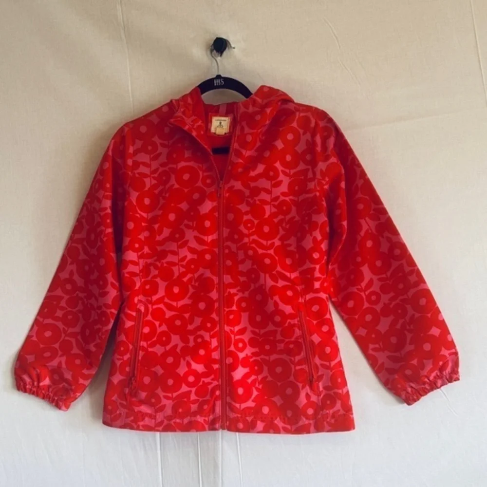 Lands End Red and Pink Floral Jacket Girls Size Large